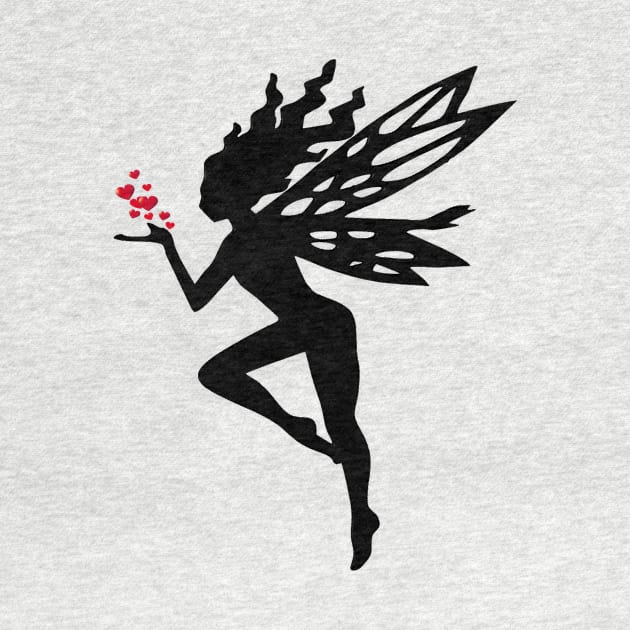 Fairy with Hearts in Silhouette by kajo1350